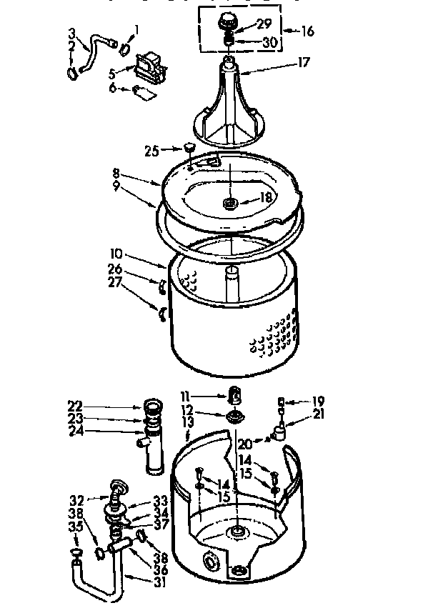 Kenmore 1107004409 tub and basket assembly diagram