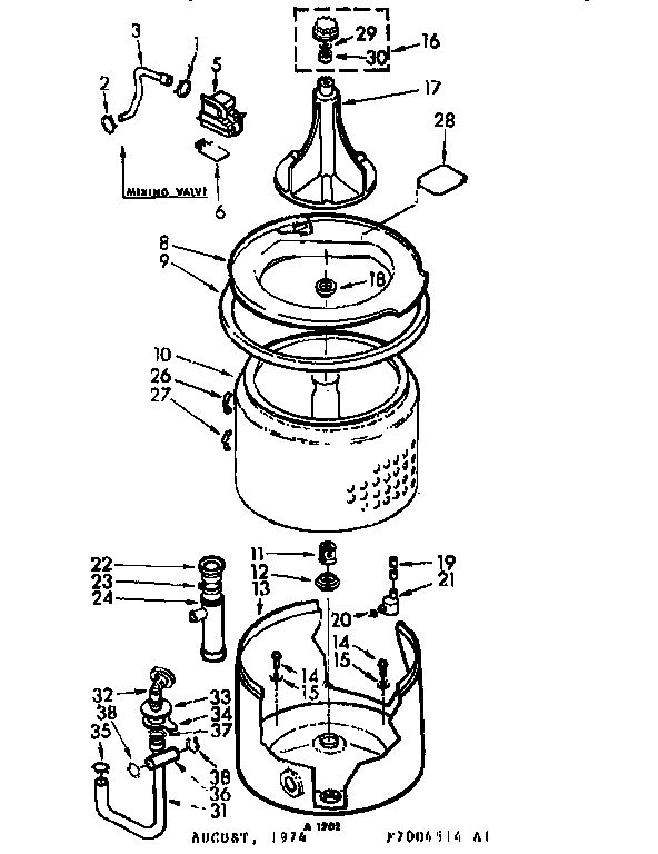 Kenmore 1107005514 tub and basket assembly diagram