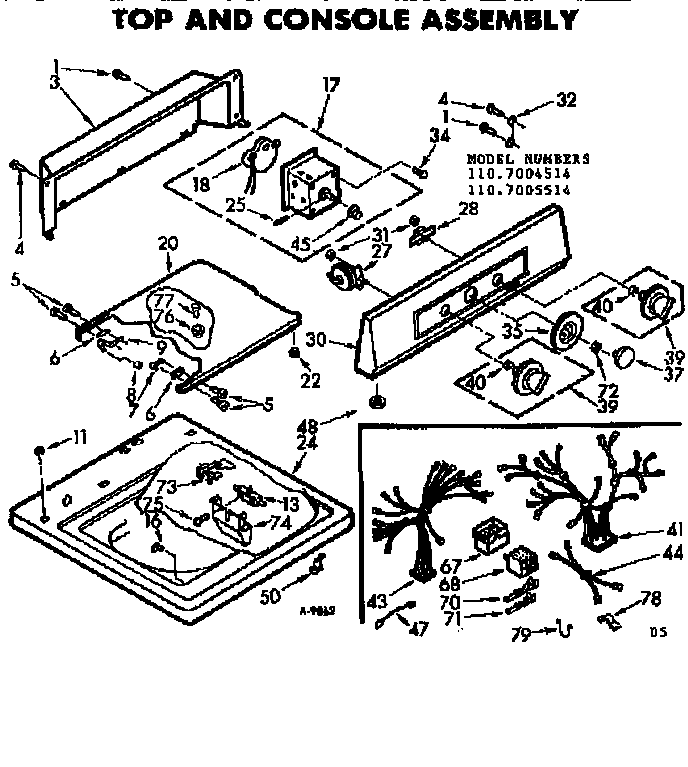 Kenmore 1107005514 top and console assembly diagram