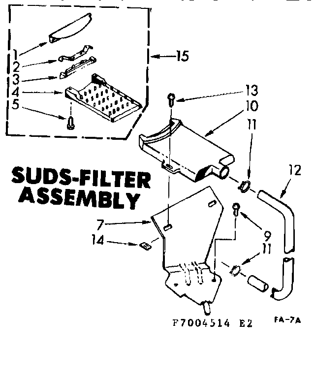 Kenmore 1107005514 suds-filter assembly diagram