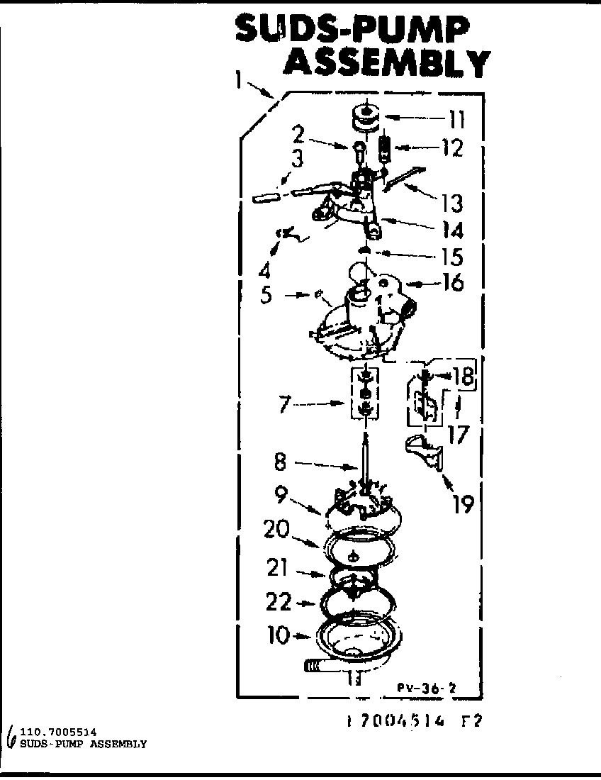 Kenmore 1107005514 suds-pump assembly diagram