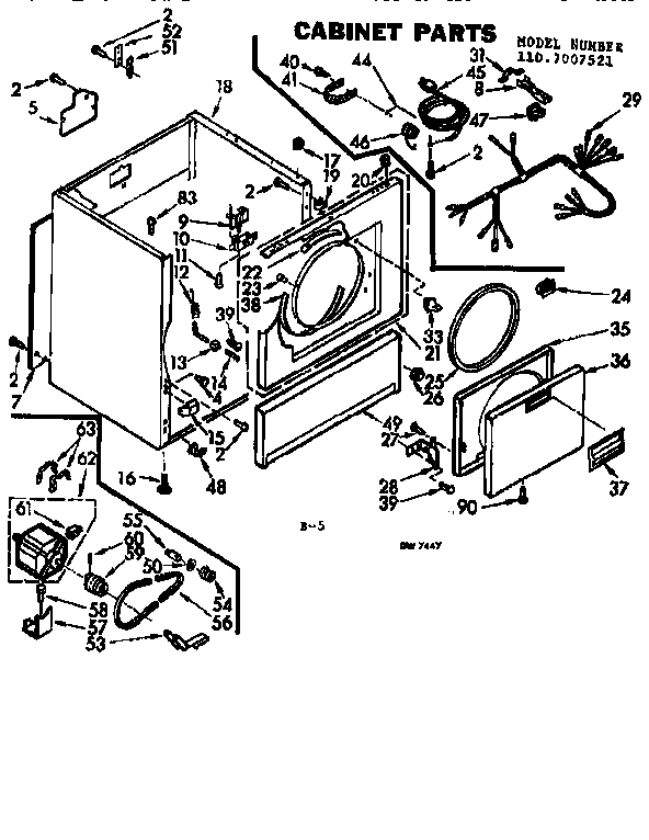 Kenmore 1107007521 cabinet assembly diagram