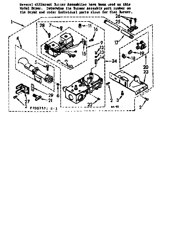 Kenmore 1107007521 burner assembly diagram