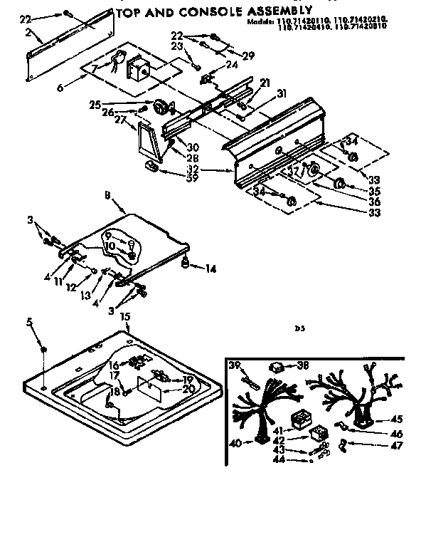 Kenmore 11071420210 top and console assembly diagram
