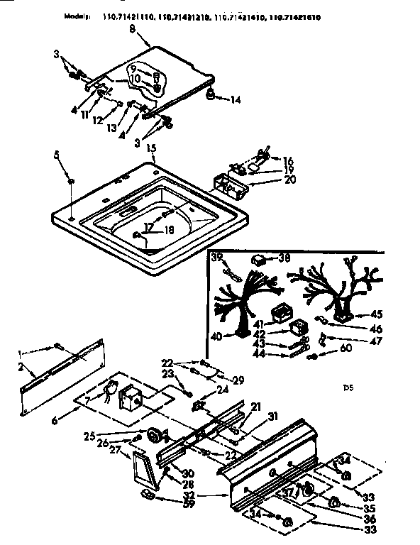Kenmore 11071421210 top & console assembly diagram