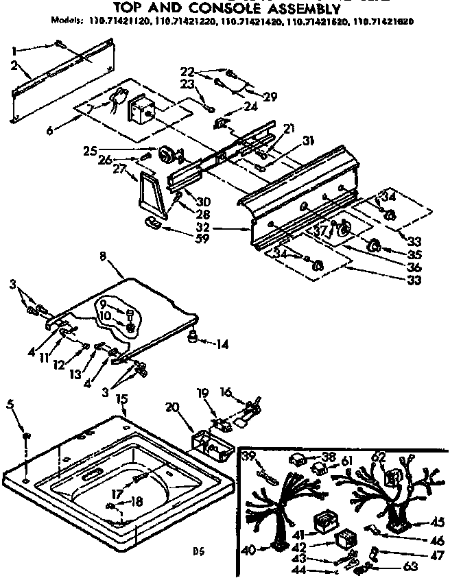 Kenmore 11071421220 top and console assembly diagram