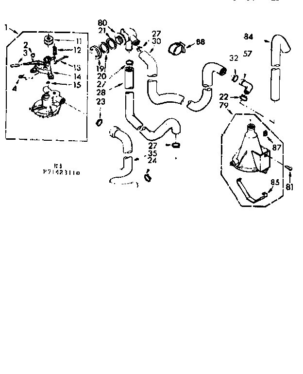 Kenmore 11071423110 water system parts diagram