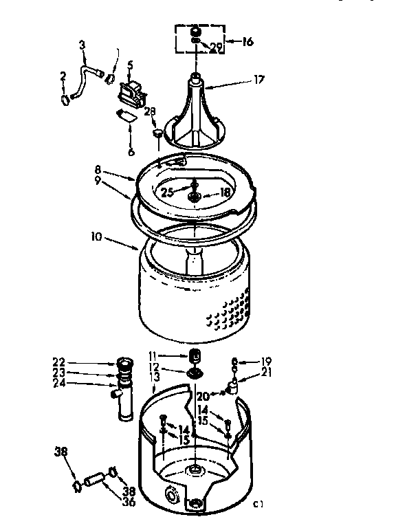 Kenmore 11071430410 tub and basket assembly diagram