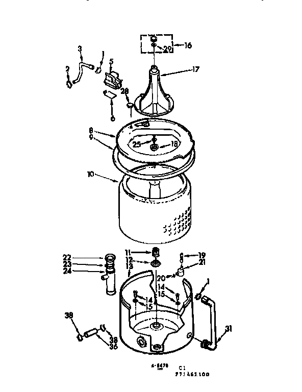 Kenmore 11071461200 tub & basket assm diagram