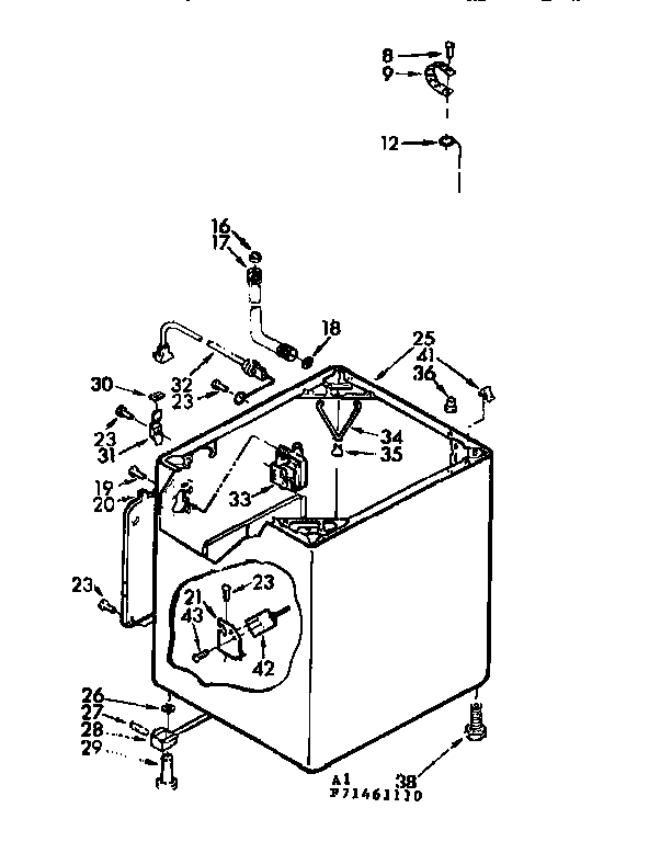 Kenmore 11071461610 cabinet parts diagram