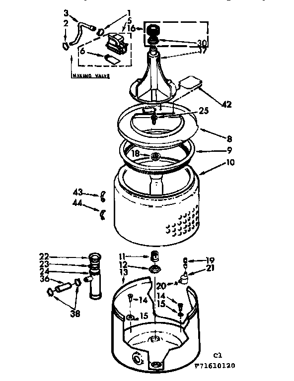 Kenmore 11071610120 tub and basket assembly diagram