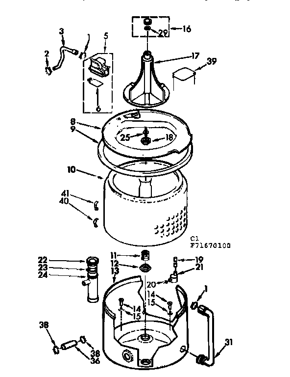 Kenmore 11071670200 tub & basket assembly diagram