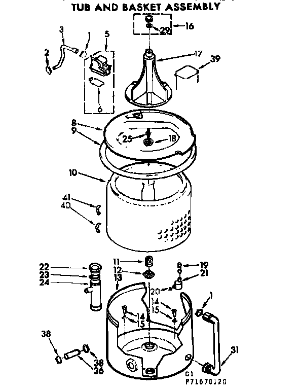 Kenmore 11071670620 tub and basket assembly diagram