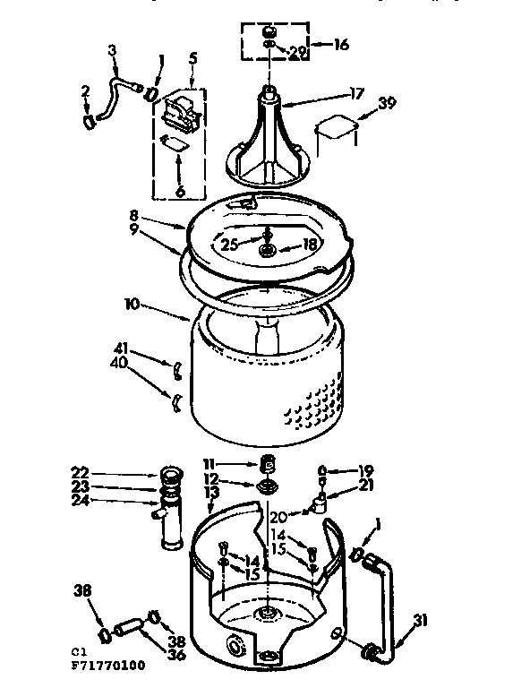 Kenmore 11071770200 tub and basket assembly diagram