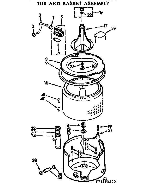 Kenmore 11071960800 tub and basket assembly diagram