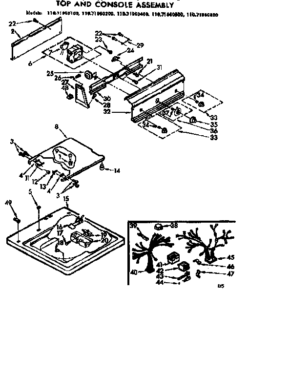 Kenmore 11071960800 top and console assembly diagram