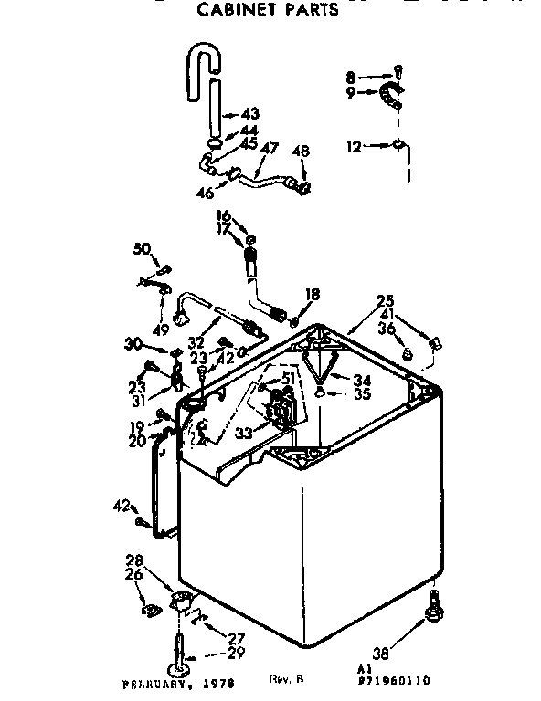 Kenmore 11071960210 cabinet parts diagram