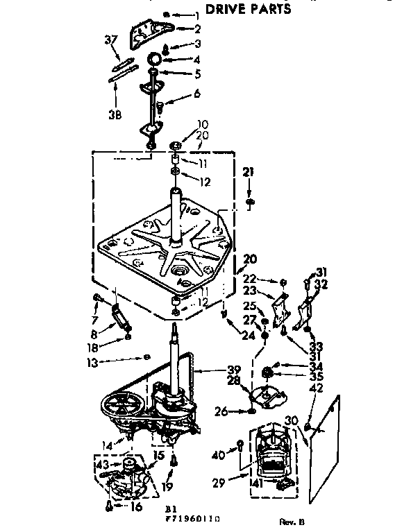 Kenmore 11071960210 drive parts diagram