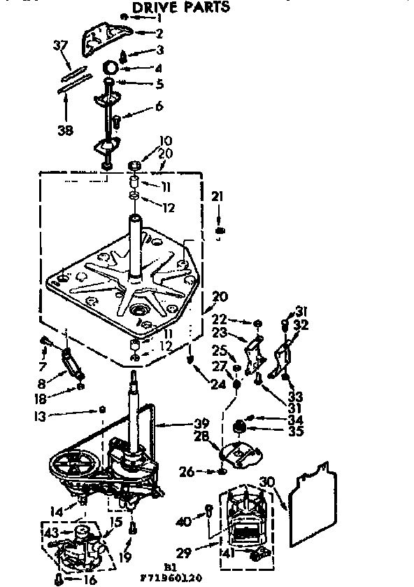 Kenmore 11071960420 drive parts diagram