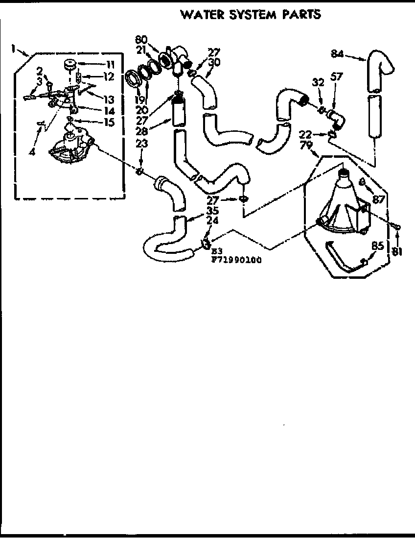 Kenmore 11071990600 water system parts diagram