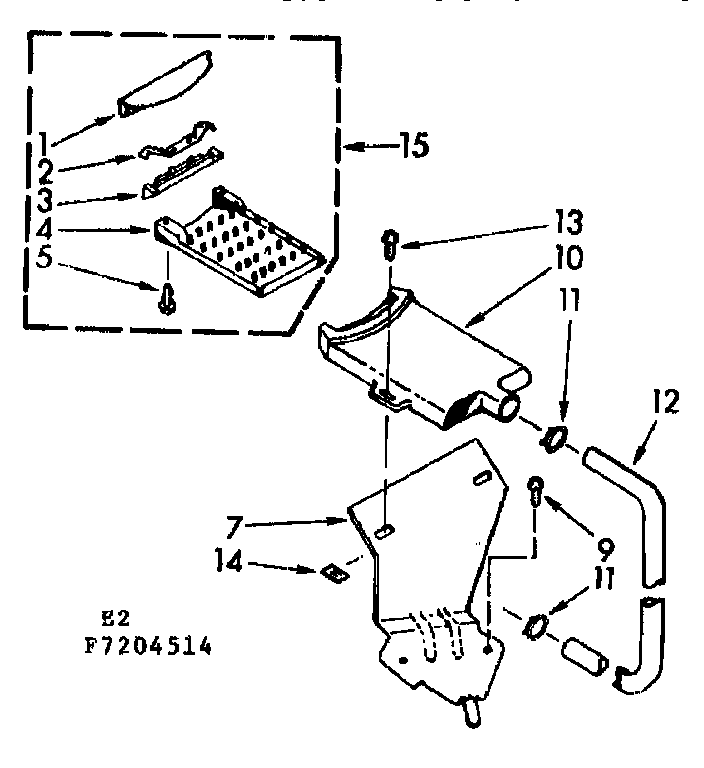 Kenmore 1107204514 suds-filter assembly diagram