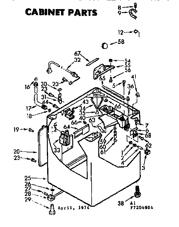 Kenmore 1107204904 cabinet parts diagram