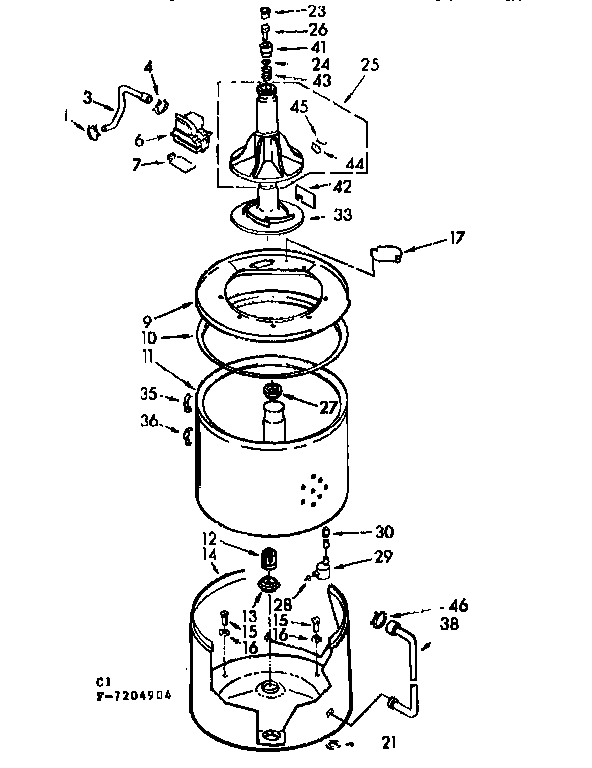 Kenmore 1107204904 tub & basket assembly diagram