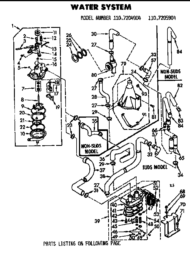 Kenmore 1107204904 water system diagram