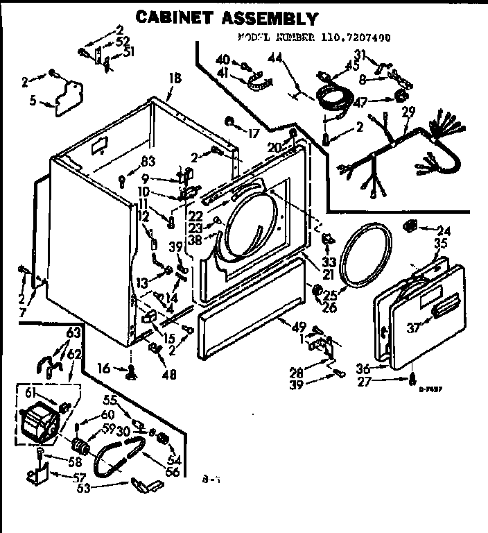 Kenmore 1107207400 cabinet assembly diagram
