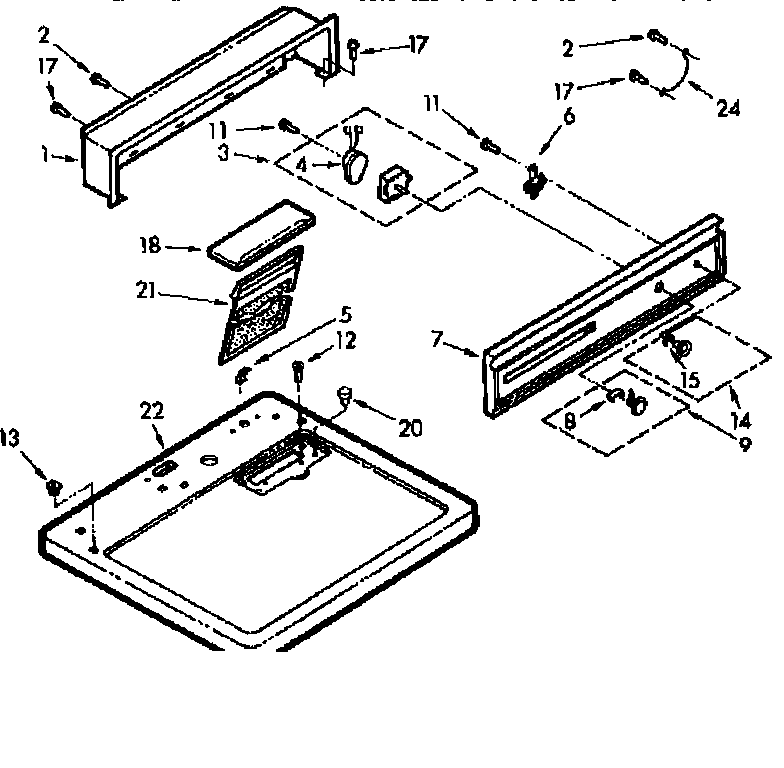 Kenmore 1107207400 top and console assembly diagram