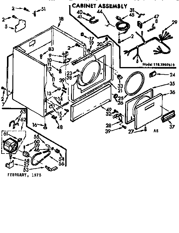 Kenmore 1107207510 cabinet asm diagram