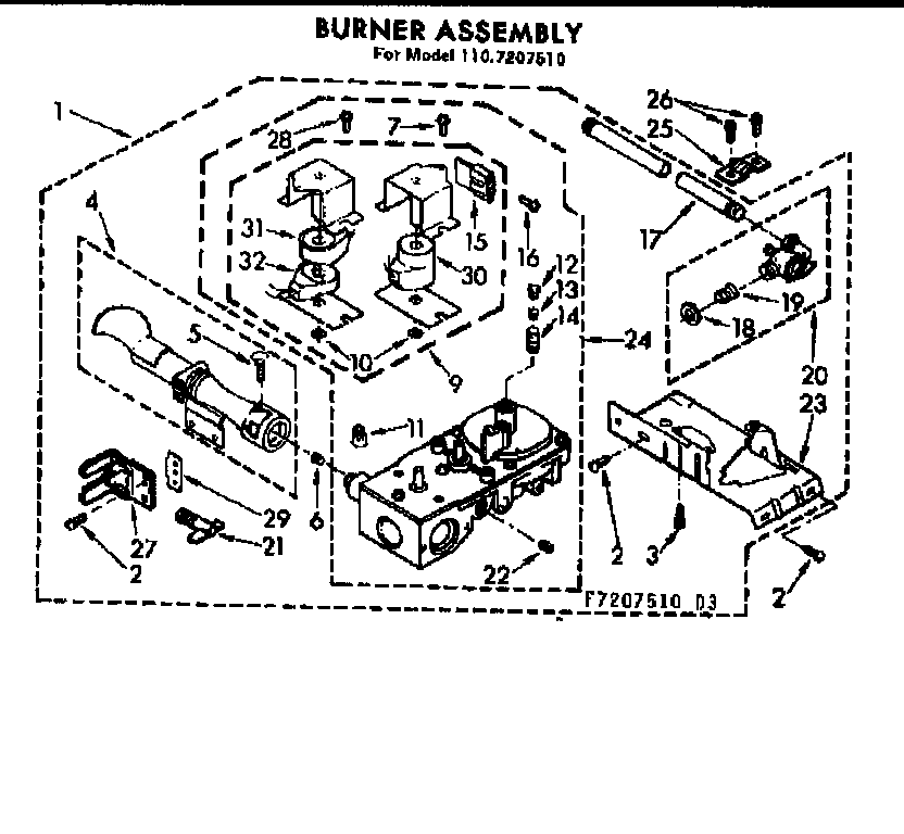 Kenmore 1107207510 burner asm diagram
