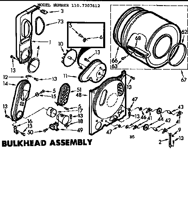 Kenmore 1107207612 bulkhead assembly diagram