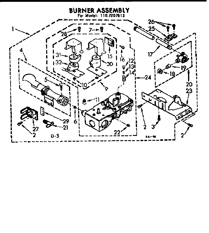 Kenmore 1107207613 burner asm diagram