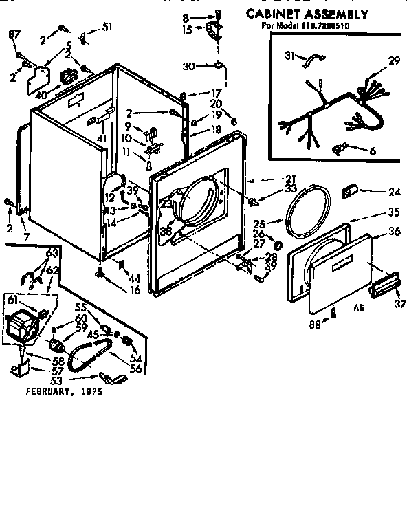 Kenmore 1107208510 cabinet asm diagram
