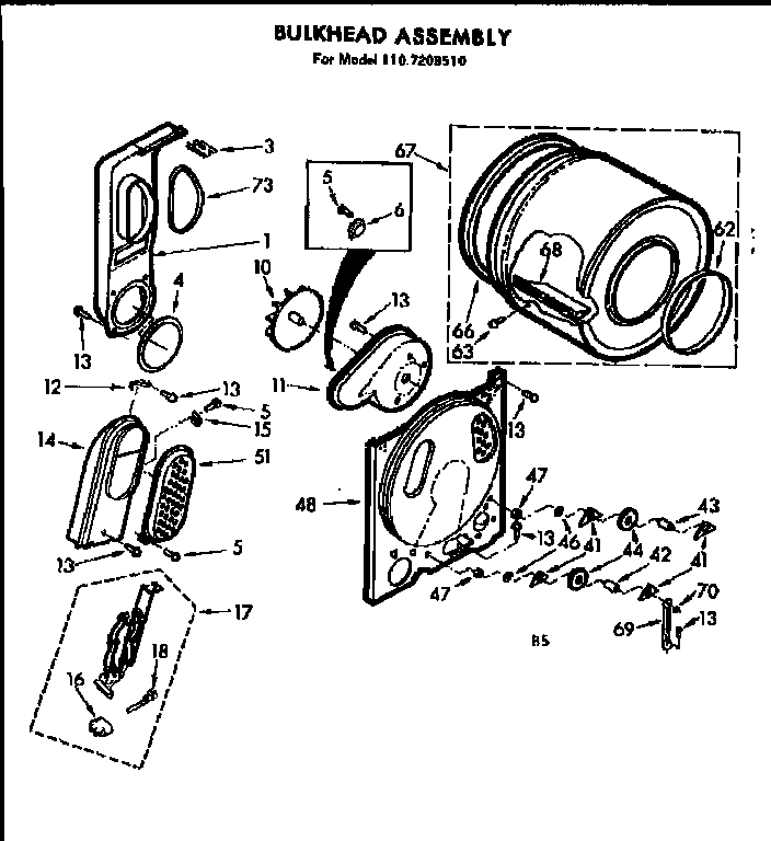 Kenmore 1107208510 bulkhead asm diagram