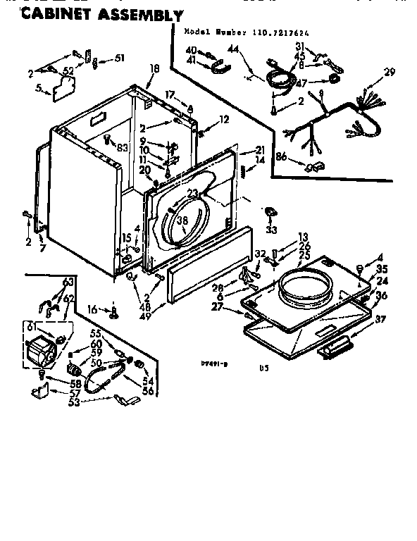 Kenmore 1107217624 cabinet assembly diagram