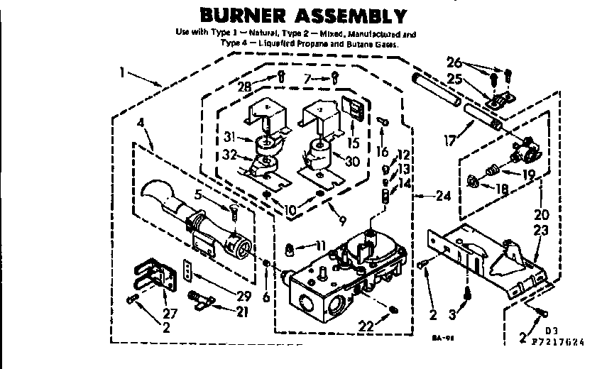 Kenmore 1107217624 burner assembly diagram