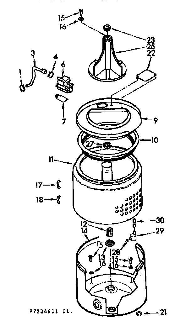 Kenmore 1107224611 tub & basket assembly diagram