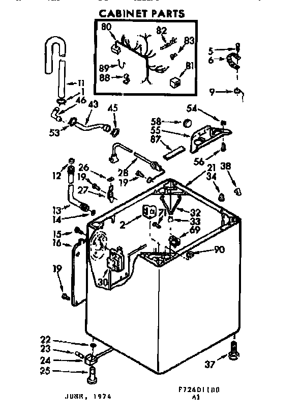 Kenmore 11072401400 cabinet parts diagram