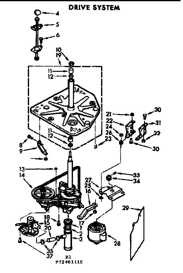 Kenmore 11072401410 drive system diagram