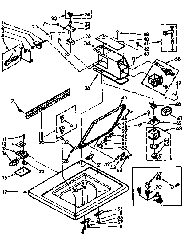 Kenmore 11072401410 top and console parts diagram