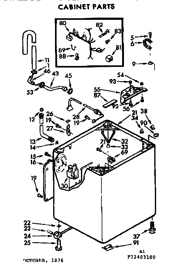 Kenmore 11072403600 cabinet parts diagram