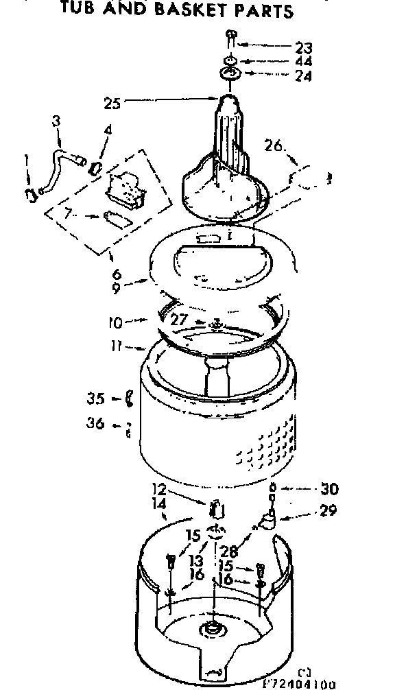 Kenmore 11072404100 tub and basket parts diagram