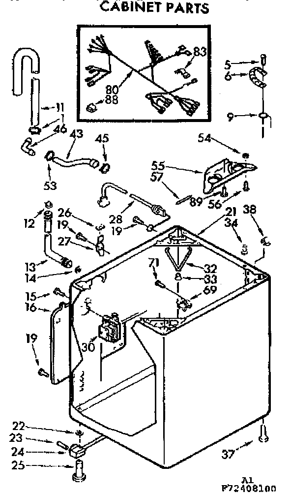Kenmore 11072408600 cabinet parts diagram