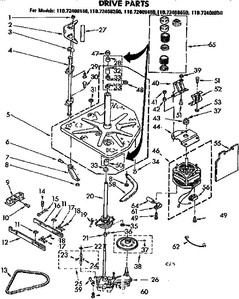 Kenmore 11072408650 drive parts diagram