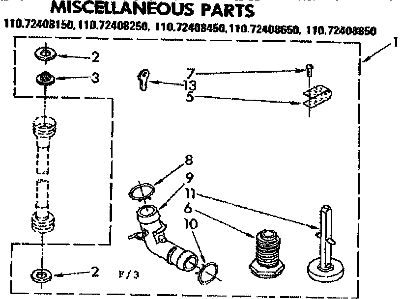 Kenmore 11072408650 miscellaneous parts diagram