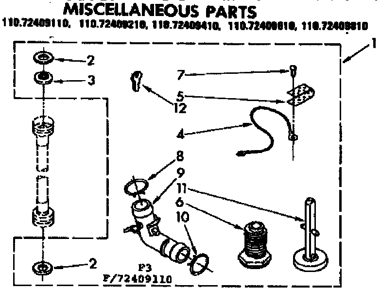 Kenmore 11072409210 miscellaneous parts diagram
