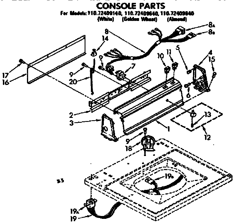 Kenmore 11072409840 console parts diagram