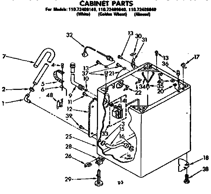 Kenmore 11072409840 cabinet parts diagram